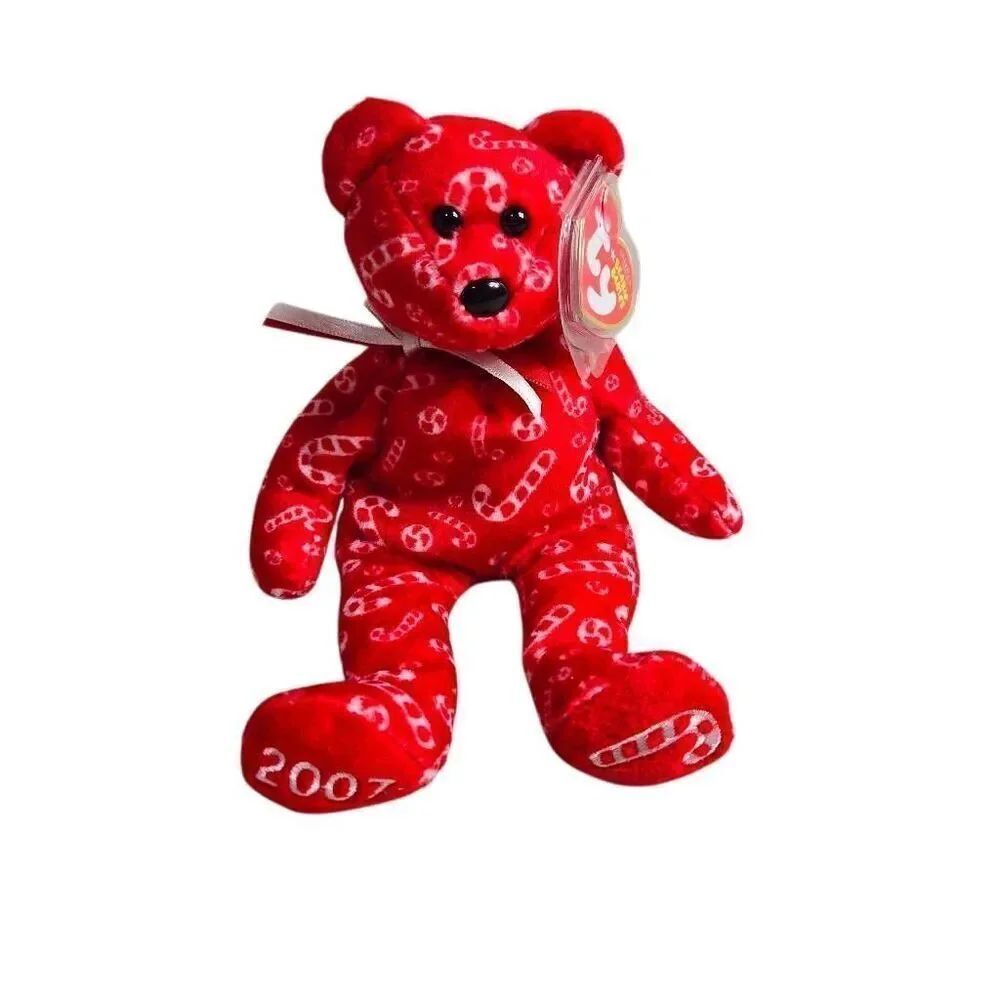 Ty Beanie Baby Candy Canes Red Bear Christmas 2007 with tags
